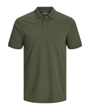 Jack & Jones Essentials Slim Fit Pique Logo Polo In Green In Olive Night