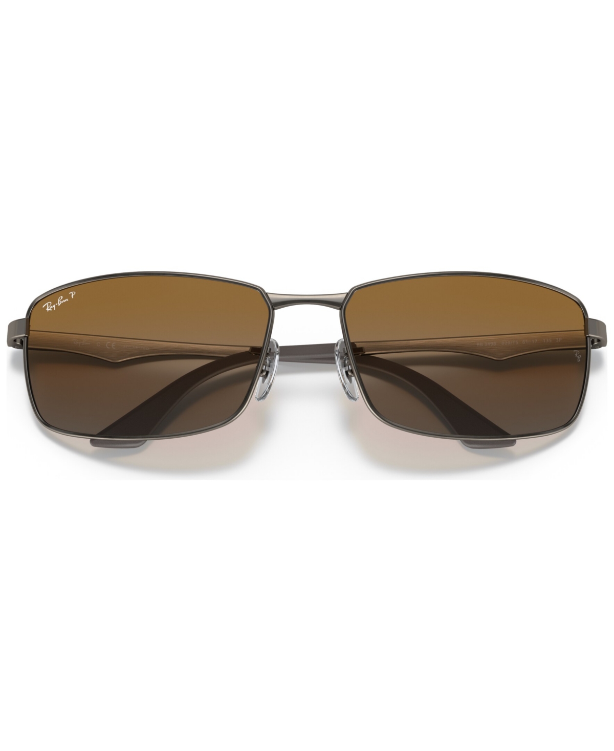 Ray Ban Rb3498 Sunglasses Gunmetal Frame Brown Lenses Polarized 61-17 In Gunmetal Matte,grey Grad Pol