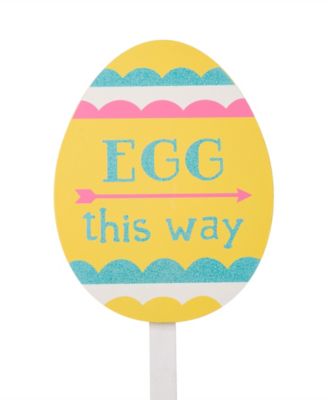 Set of 3 15"H Wooden Easter Egg Yard Stake