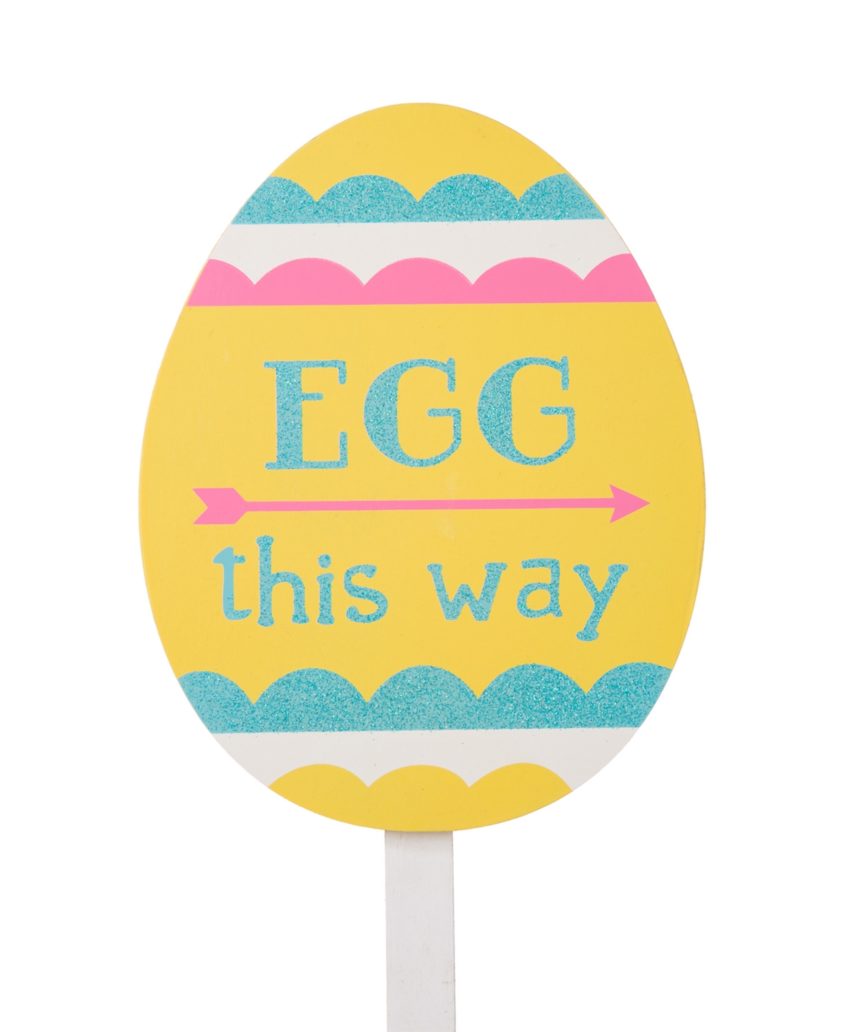 Glitzhome Set of 3 15"H Wooden Easter Egg Yard Stake