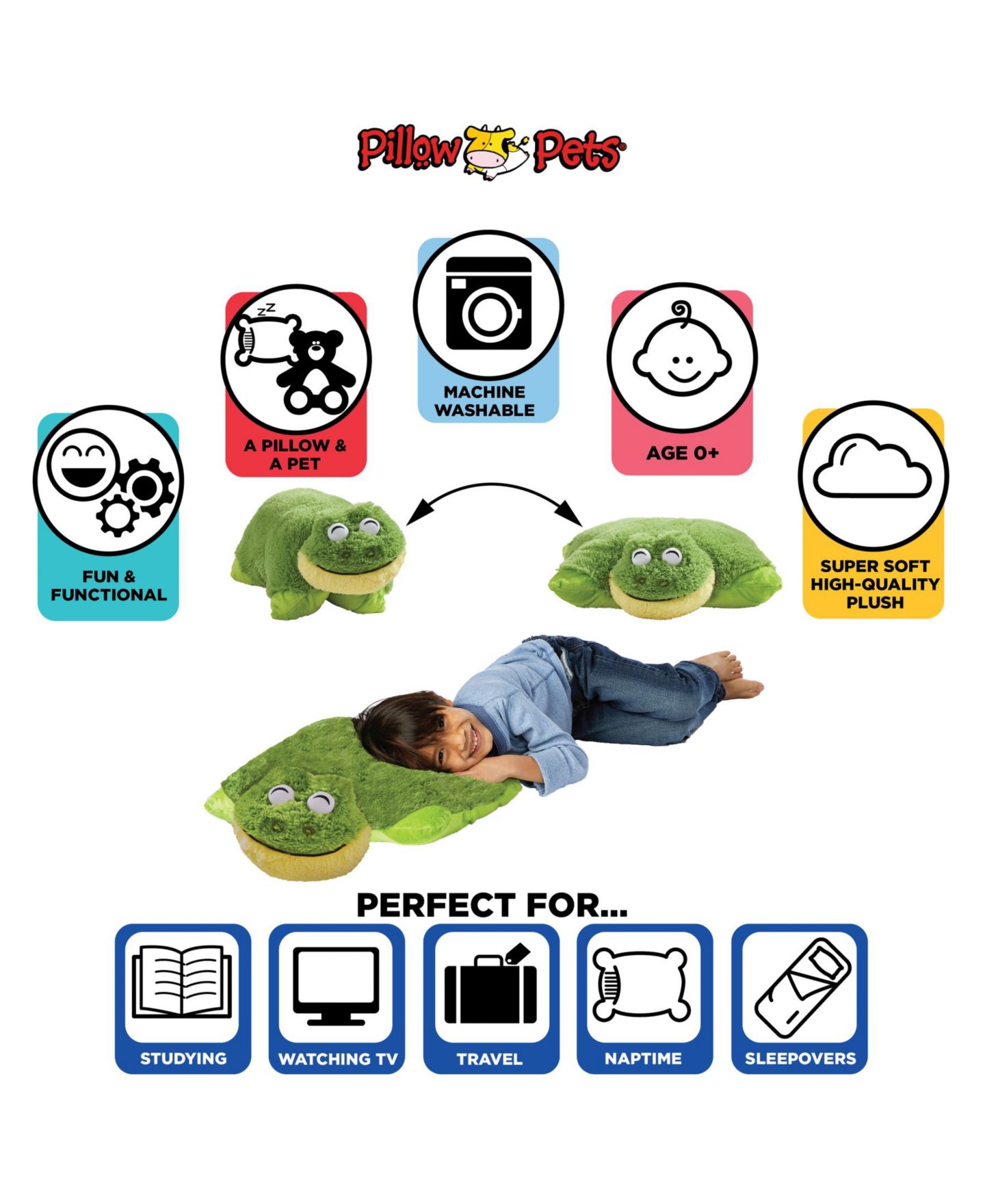 Детская мягкая игрушка Pillow Pets Friendly Frog 18" Plush — фото 3