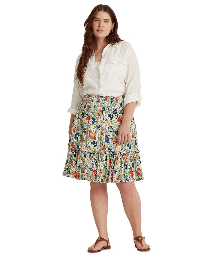 Lauren Ralph Lauren Plus Size Floral Linen Jersey Skirt Macy s