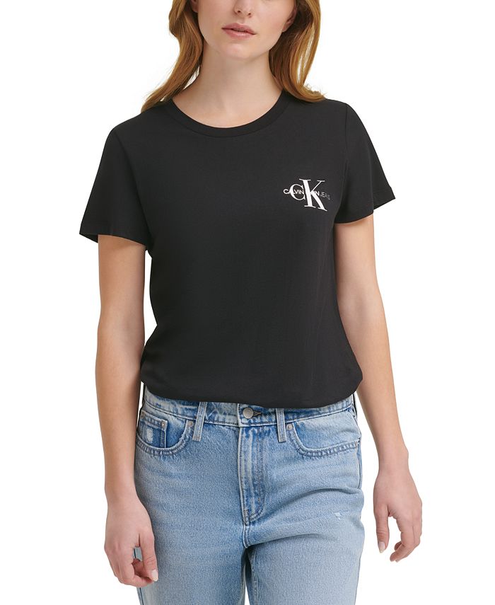 Calvin klein jeans cropped t shirt with pocket logo deals