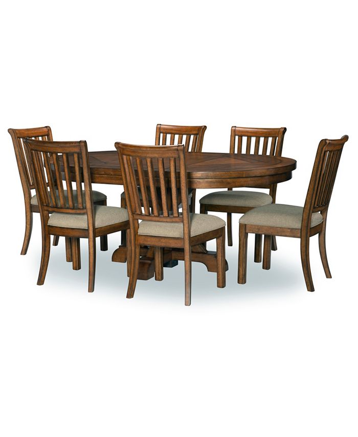 Furniture Oxford 7 Pc Dining Set, Round Dining Table Set For 6 With Leaf