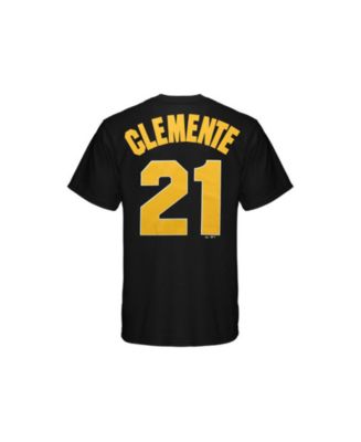 Men's Majestic Roberto Clemente Gold Pittsburgh Pirates Cooperstown  Collection Official Name & Number T-Shirt