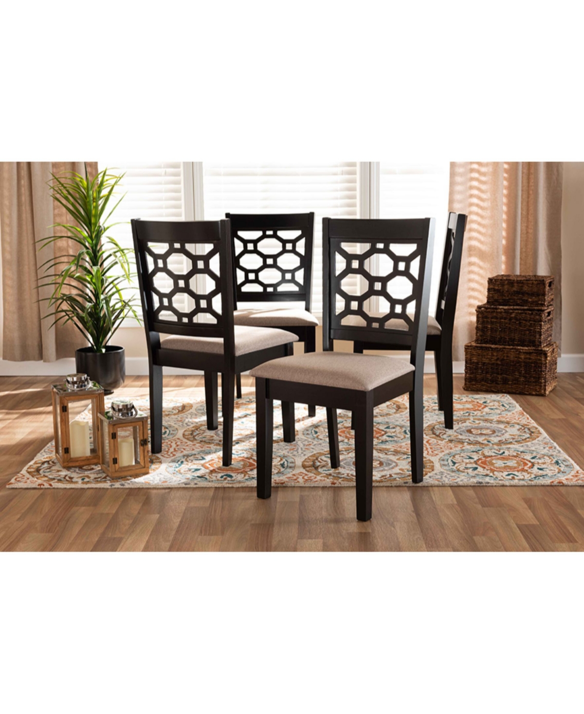 Peter Modern and Contemporary Fabric Upholstered 4 Piece Dining Chair Set