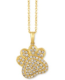 Nude Diamond™ Paw Print 18" Pendant Necklace (1/2 ct. t.w.) in 14k Gold