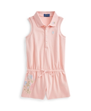Toddler Girls Floral Mesh Polo Romper