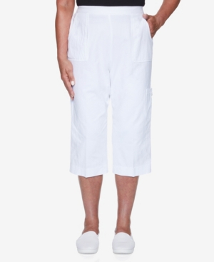 Alfred Dunner Women's Missy Island Hopping Sheeting Capri Pants In White