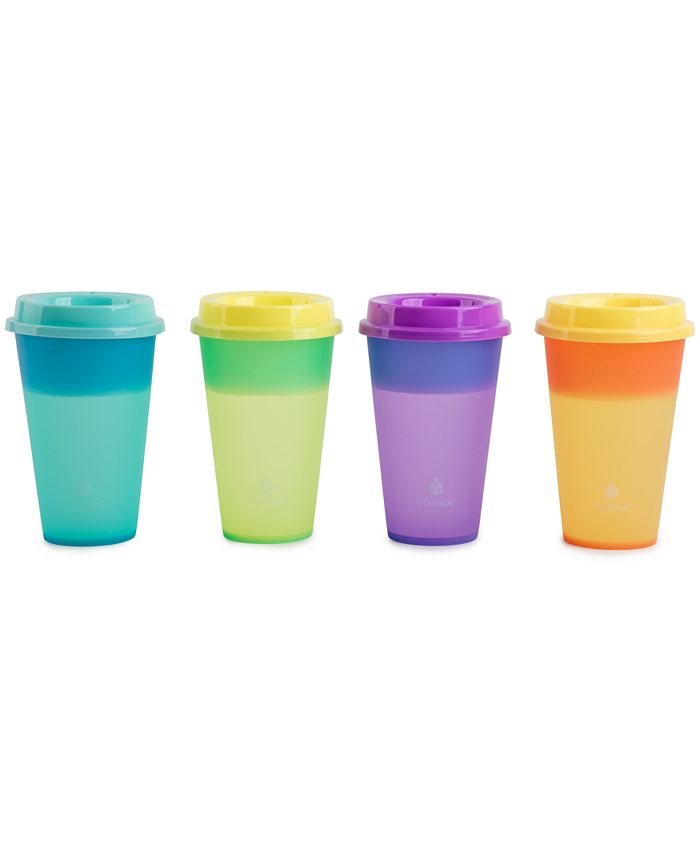 Manna HeatActivated Color Changing 16Oz. ToGo Cups with Lids, Set of