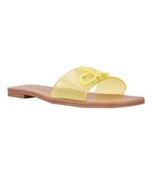 Calvin Klein Women's Rebecca Lucite Vinyl Slip-On Flat Sandals Women's Shoes