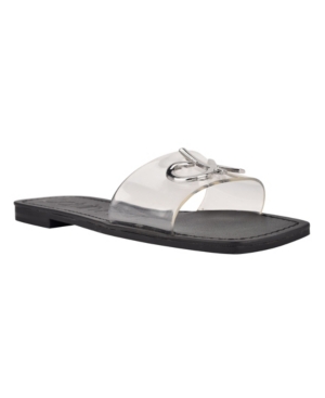 Calvin Klein Women's Rebecca Lucite Vinyl Slip-On Flat Sandals Women's Shoes