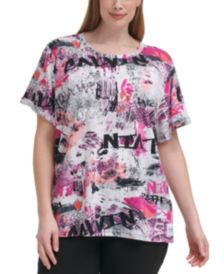 Plus Size Patch Logo Rolled Cuff T-Shirt