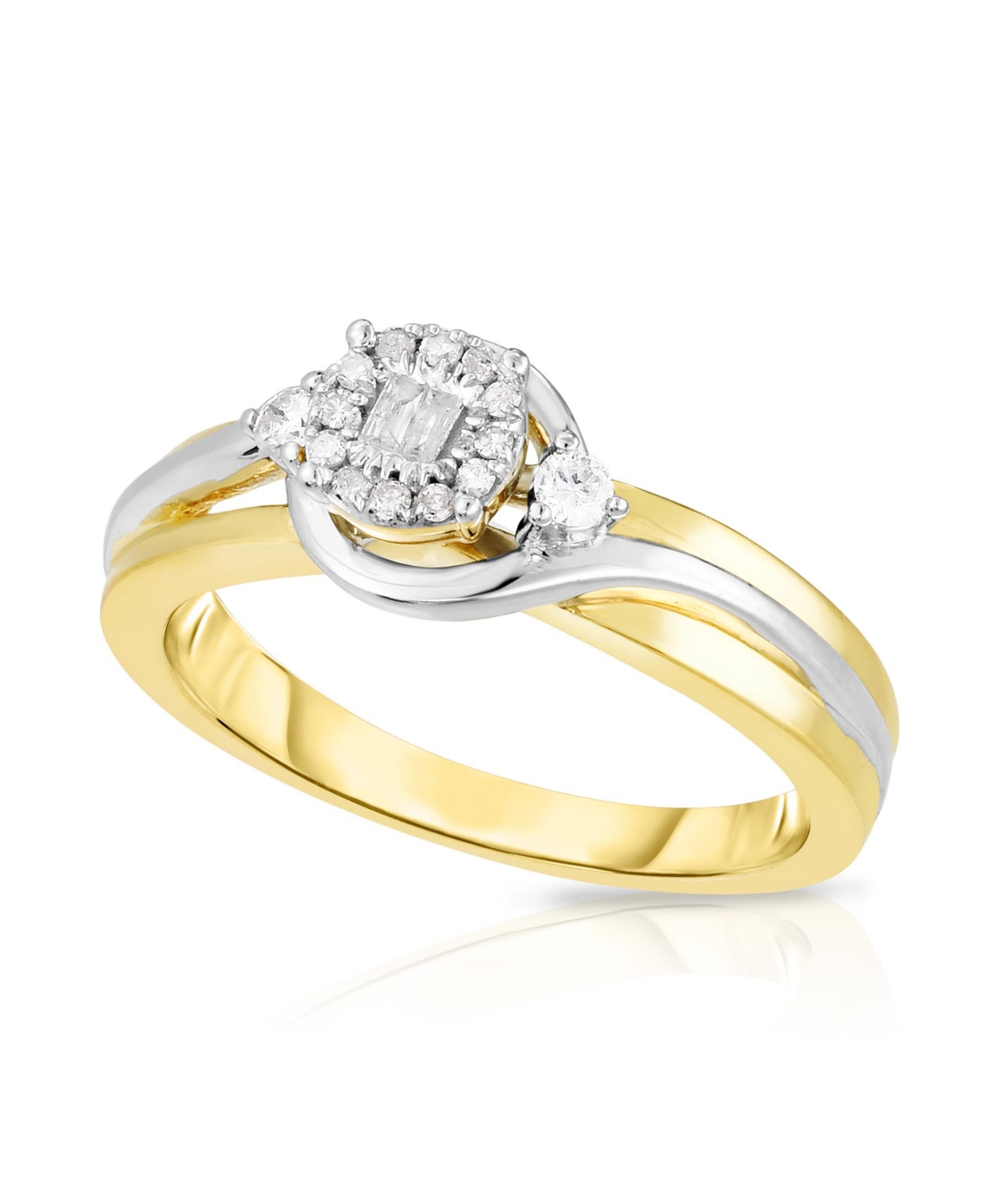 Promised Love Diamond Two-tone Promise Ring (1/6 Ct. T.w.) In Sterling Silver & 14k Yellow Gold-plated Sterling Si In Sterling Silver  Gold-plate