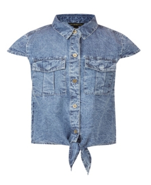 Big Girls Knotted Denim Shirt