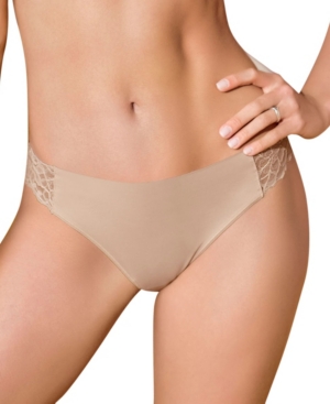 Shop Leonisa Women's Lace Side Seamless Thong Panty In Light Beige