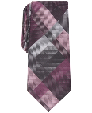 Alfani Men's Ember Plaid Slim Tie, Created For Macy's In Pink