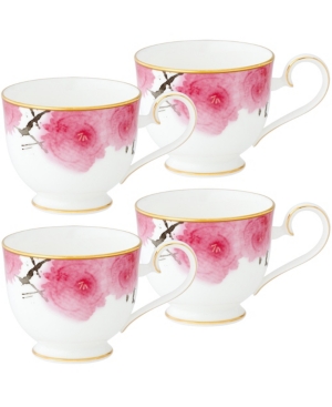 Noritake Yae Set Of 4 Cups, 7-3/4 Oz. In White And Pink