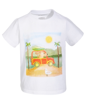 First Impressions Kids' Baby Boys Surfer Dog Cotton T-shirt, Created For Macy's In Bright White