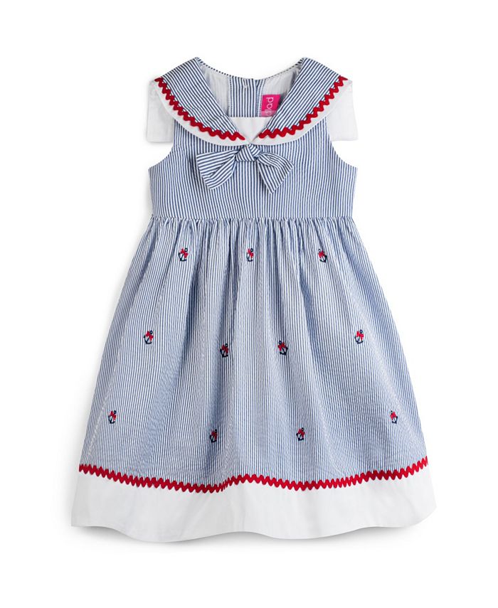 Good Lad Little Girls Seersucker Classic Nautical Dress - Macy's