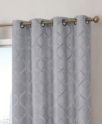 Versailles Lattice Flocked 100% Complete Blackout Thermal Insulated Window Curtain Grommet Panels, Energy Savings & Soundproof - Set of 2