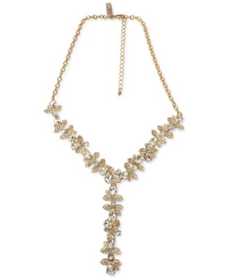 Photo 1 of Gold-Tone Crystal Teardrop Flower Lariat Necklace, 16" + 3" extender, Created for Macy's