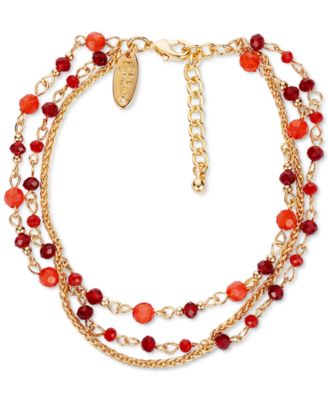 Style & Co - Gold-Tone Beaded Multi-Strand Ankle Bracelet