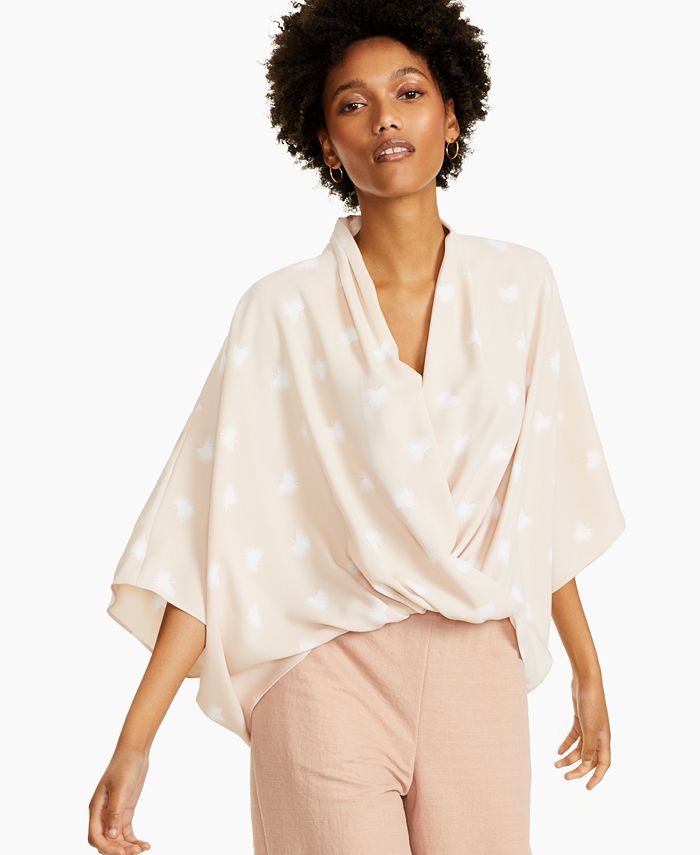 Alfani Printed Wide-Sleeve Surplice Top, Created for Macy's & Reviews ...