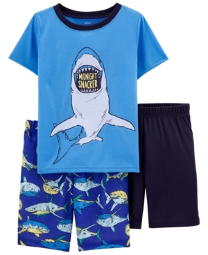 Little Boys Shark Loose Fit Pajamas 3 Pieces