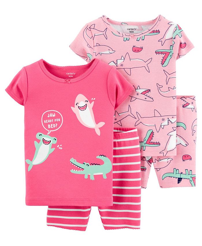 Carter's Baby Girls Shark Cotton Pajamas, 4 Pieces Macy's