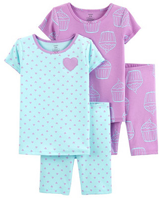 Carter's Little Girls Cotton Cupcakes Cotton Pajamas, 4 Pieces - Macy's