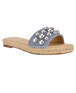 Nine West Women's Blast Studded Espadrille Slide Sandals Women's Shoes