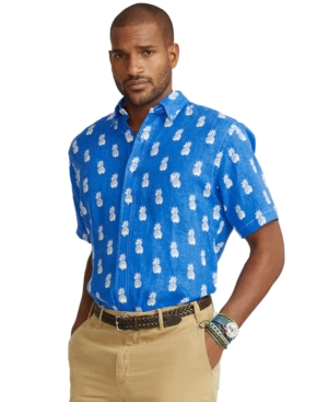 Polo Ralph Lauren Men's Big & Tall Pineapple-Print Linen Shirt