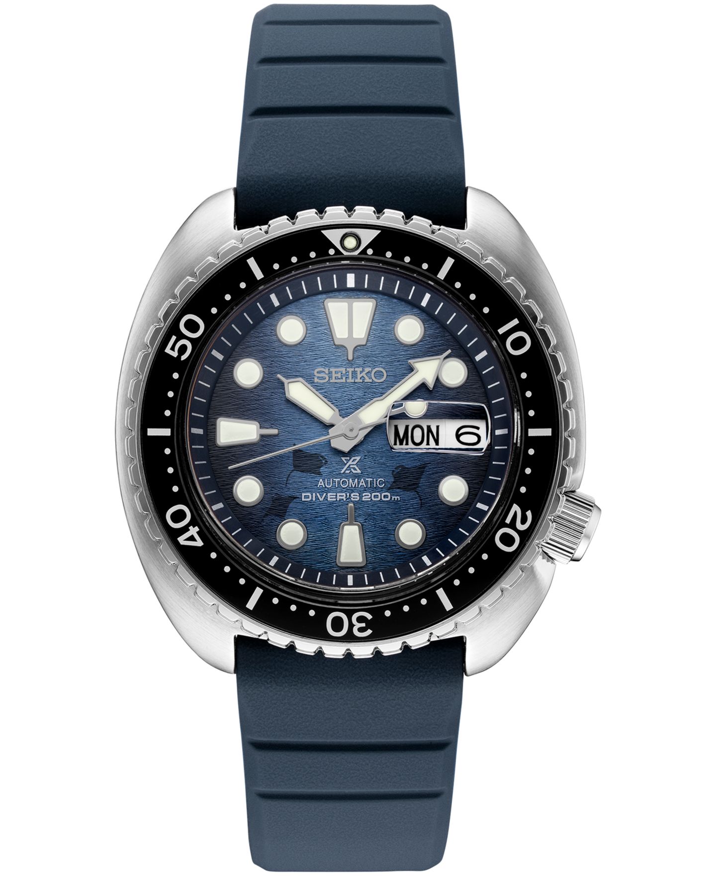 Мужские часы Seiko Automatic Prospex Diver, тёмно-синий силиконовый ремешок, 45 мм — фото 1