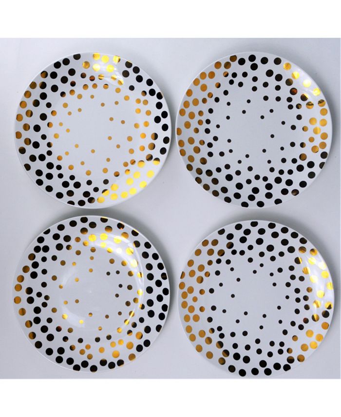 Euro Ceramica - A starburst is the inspiration for Luminaire. Streaks of brilliant gold radiate from the center of a contemporary white coupe accent plate creating a dynamic table setting.