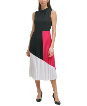 strapless open back dress Raleigh Pleated Midi Dress in Mahogany Multi