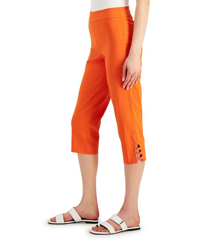 JM Collection Petite Lattice-Hem Cropped Pants, Created for Macy's - Macy's