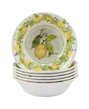 Certified International Melamine Set Of 6 Lemon Zest All-purpose Bowls In Multicolor