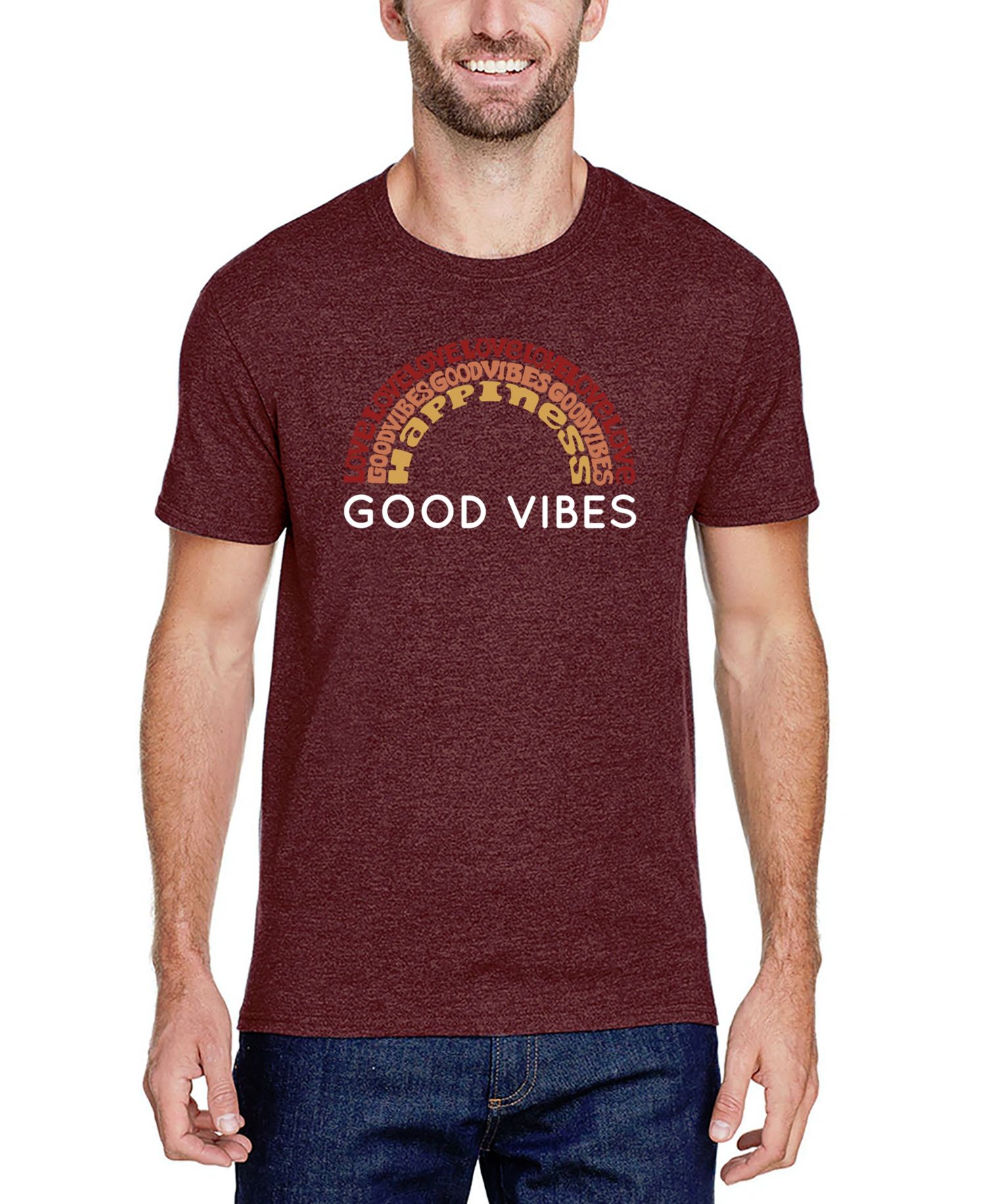 Men's Cotton/Poly Blend Word Art Good Vibes T-shirt