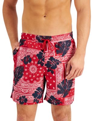 Club Room - Men's Floral Bandana 7" Swim Trunks