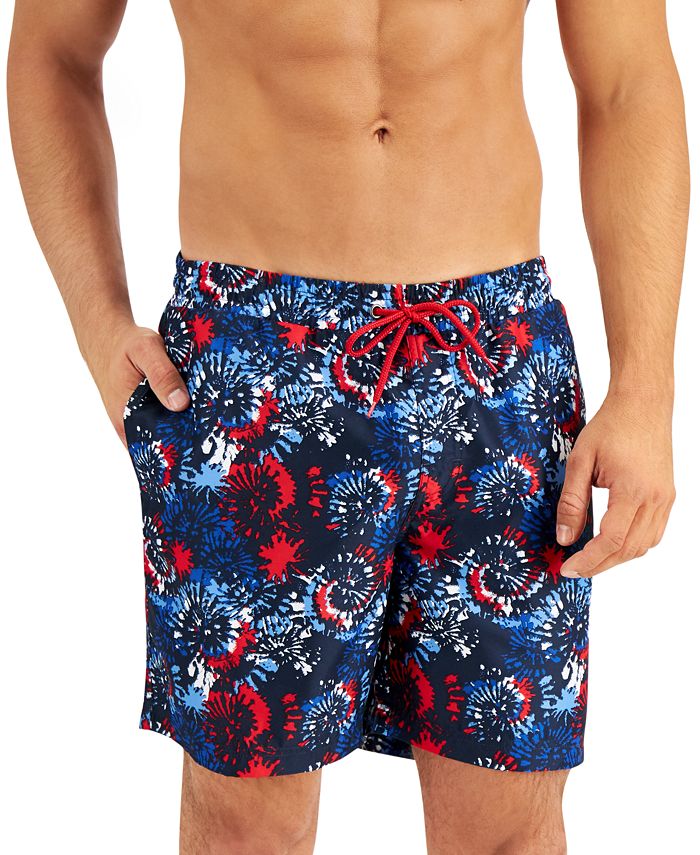Club Room Men's Colorful Tie Dye 7" Swim Trunks, Created for Macy's
