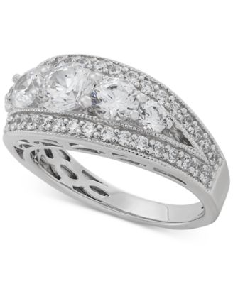 Macy's - Cubic Zirconia Milgrain Bead Statement Ring in Sterling Silver