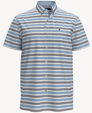 TOMMY HILFIGER ADAPTIVE MEN'S CUSTOM-FIT SEATED HILL STRIPE SHIRT WITH VELCRO CLOSURE