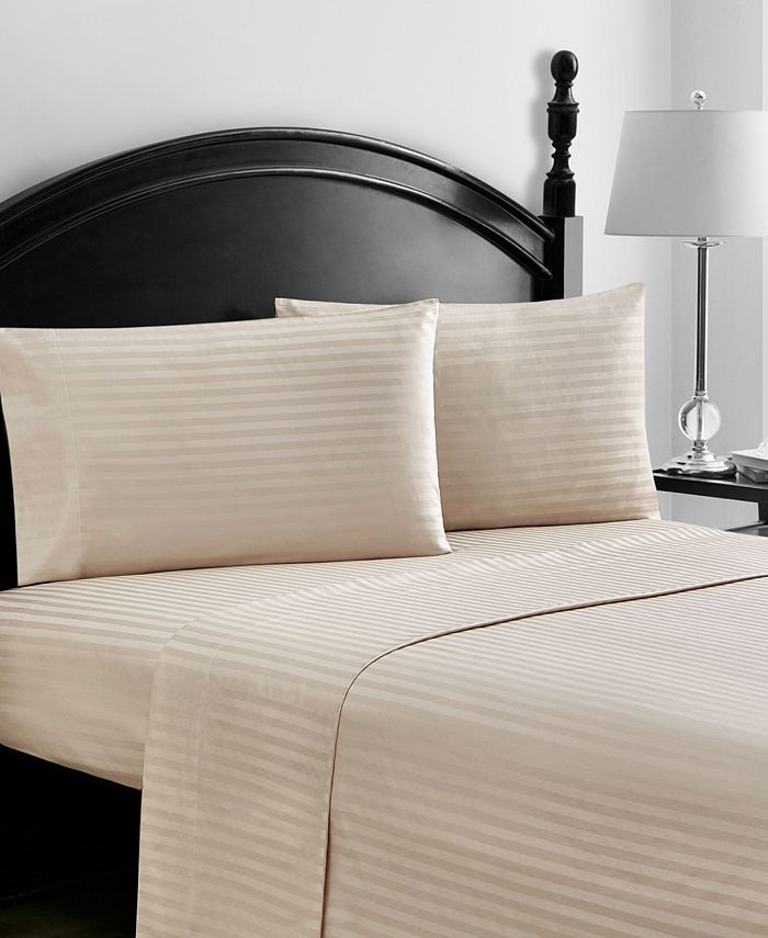 Waterford CLOSEOUT! Christie Cotton Stripe 4 Piece Sheet Set, Queen