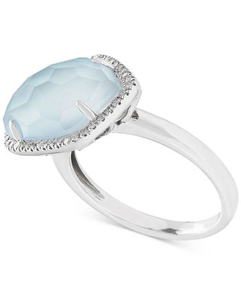 Macy's - Milky Aquamarine (5-3/8 ct. t.w.) & Diamond (1/6 ct. t.w.) Ring in Sterling Silver