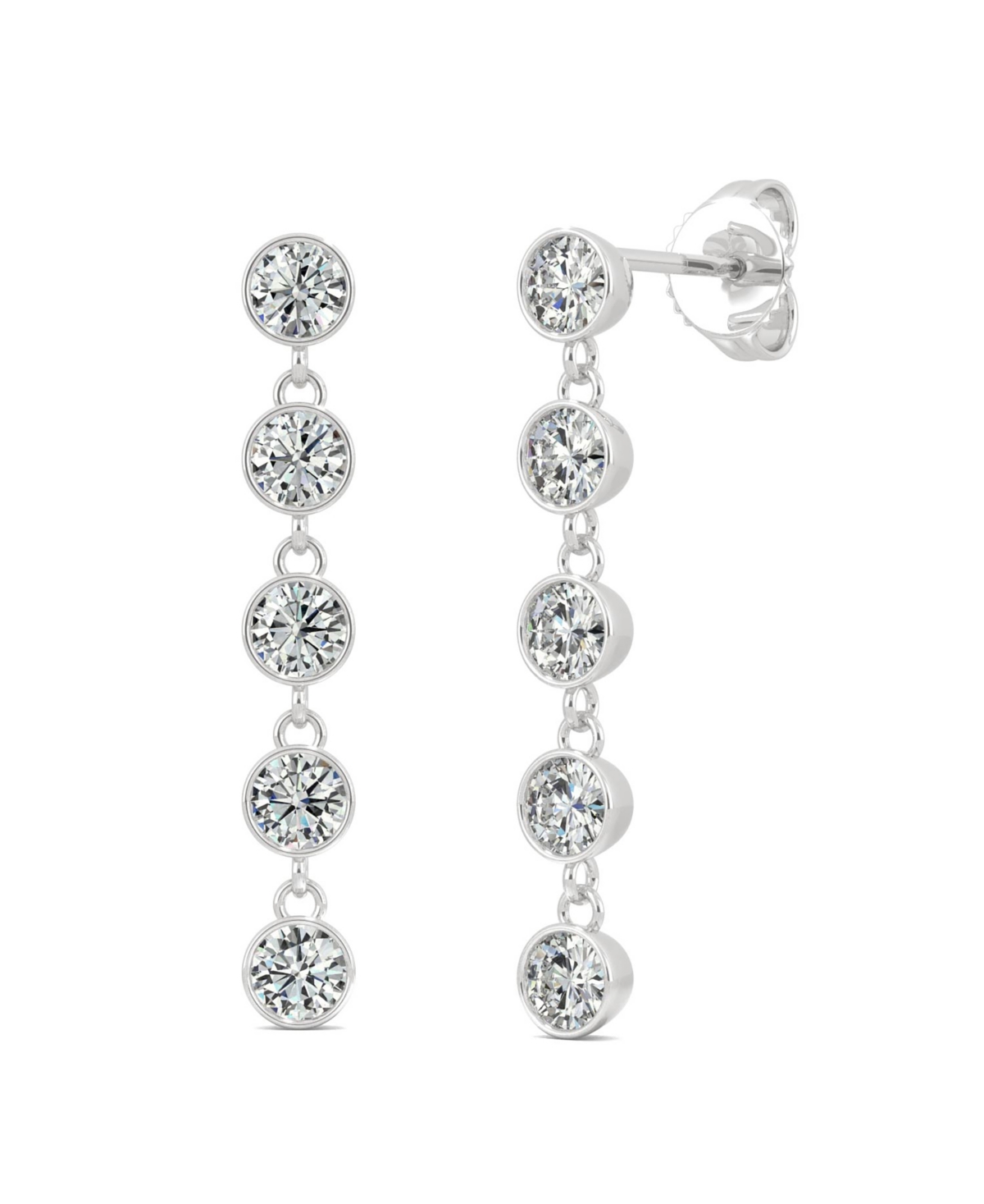 Moissanite Bezel Drop Earrings 1 ct. t.w. Diamond Equivalent in 14k- White Gold