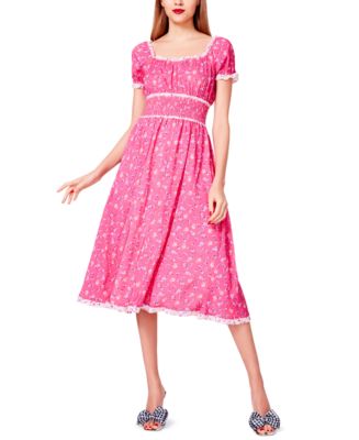 Betsey Johnson Two-Tone Ditsy Cotton Eyelet Bustier Mini Dress Duberry SM (US 4-6)