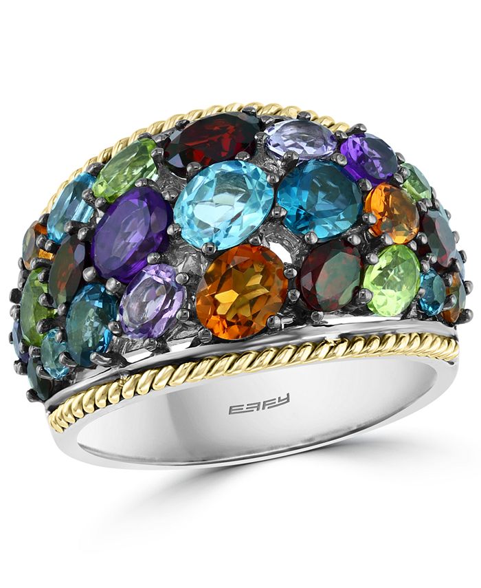 EFFY Collection - Multi-Gemstone Cluster Statement Ring (4-7/8 ct. t.w.) in Sterling Silver & 18k Gold-Plate