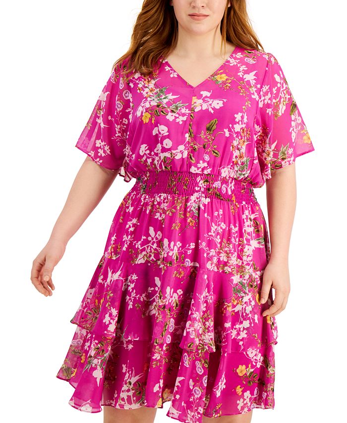 Taylor Plus Size FloralPrint Blouson Dress Macy's