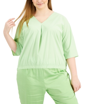 Alfani Plus Size Dolman-sleeve Top, Created For Macy's In Pistachio Green